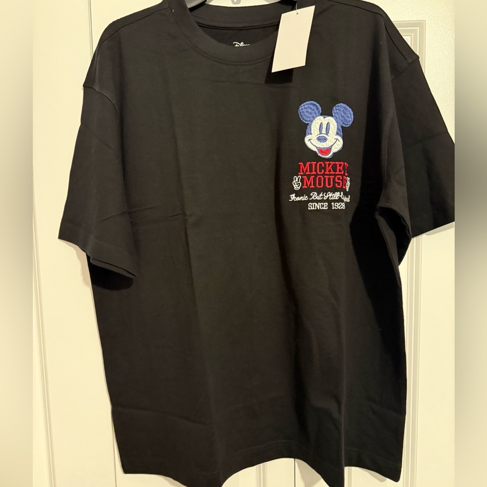 Disney Mickey Mouse Embroidered Black Tee